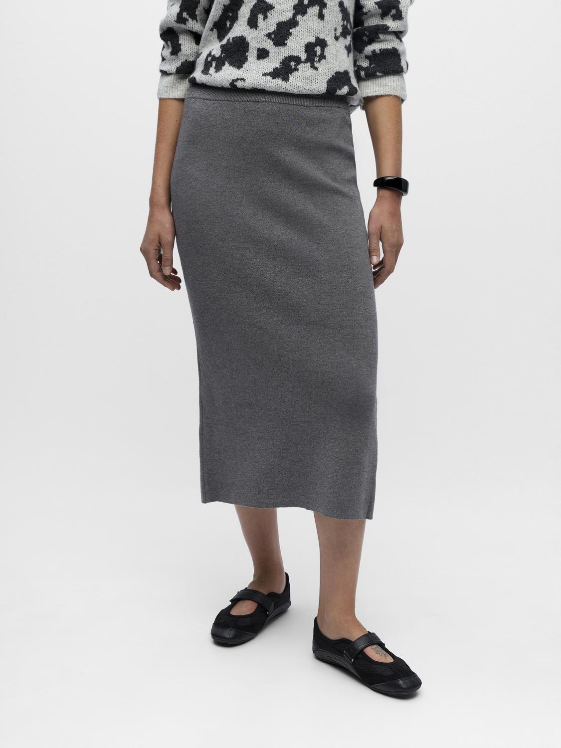 OBJREYNARD Midi Skirt - Medium Grey Melange - VERO MODA & VILA Bergvik